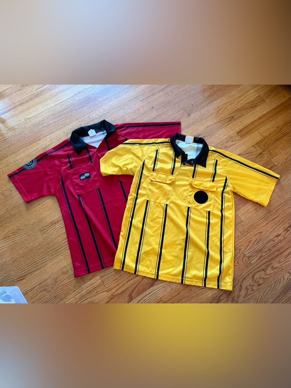 Set of 2 - Sports International Soccer Jerseys Medium Red & Yellow Referee Shirt
